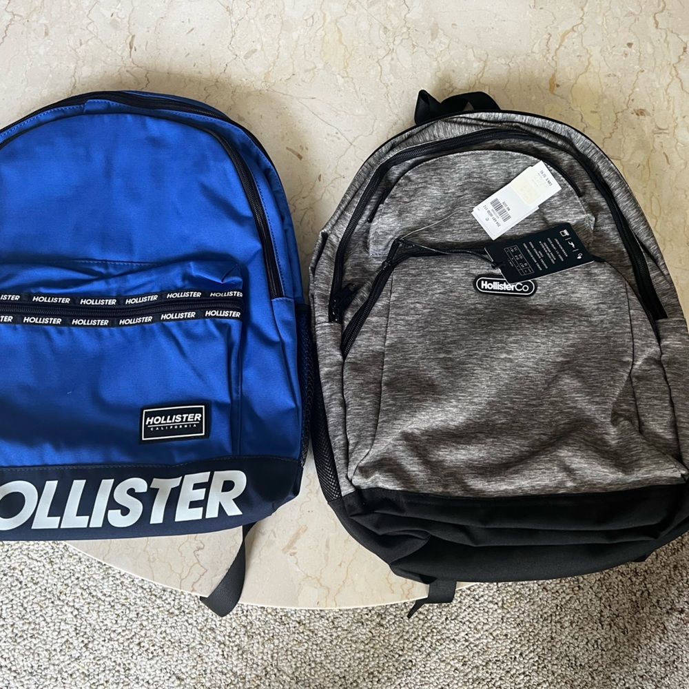 UNISEX BRAND NEW 2 Hollister Backpacks   Gray and Cobalt blue